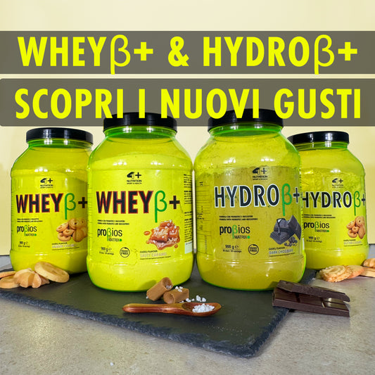 Scopri i Nuovi Gusti delle Proteine WHEYβ e HYDROβ su 4+ NUTRITION!